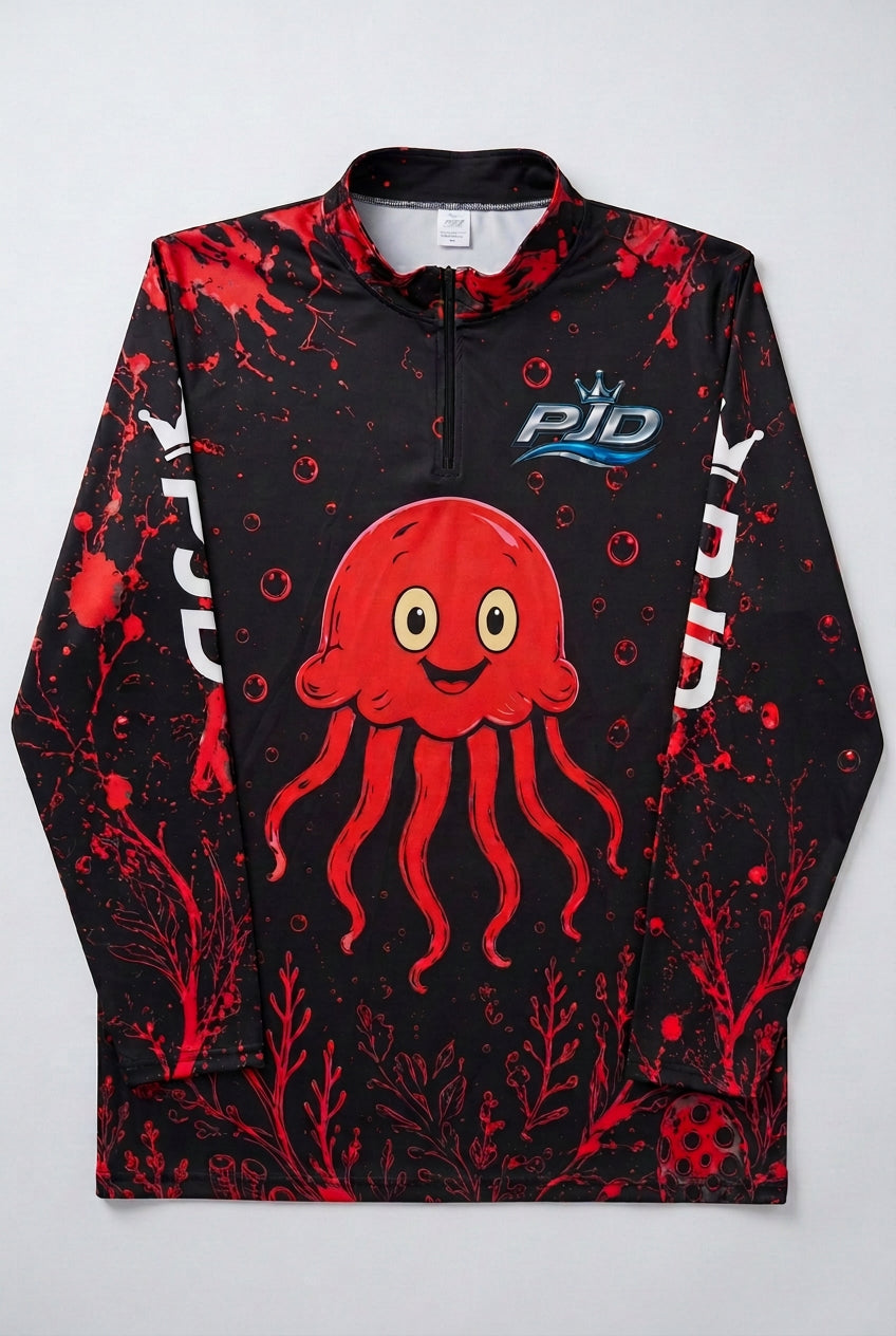 PJD Red HAPPY UPF50+ Long Sleeve Fishing Shirt