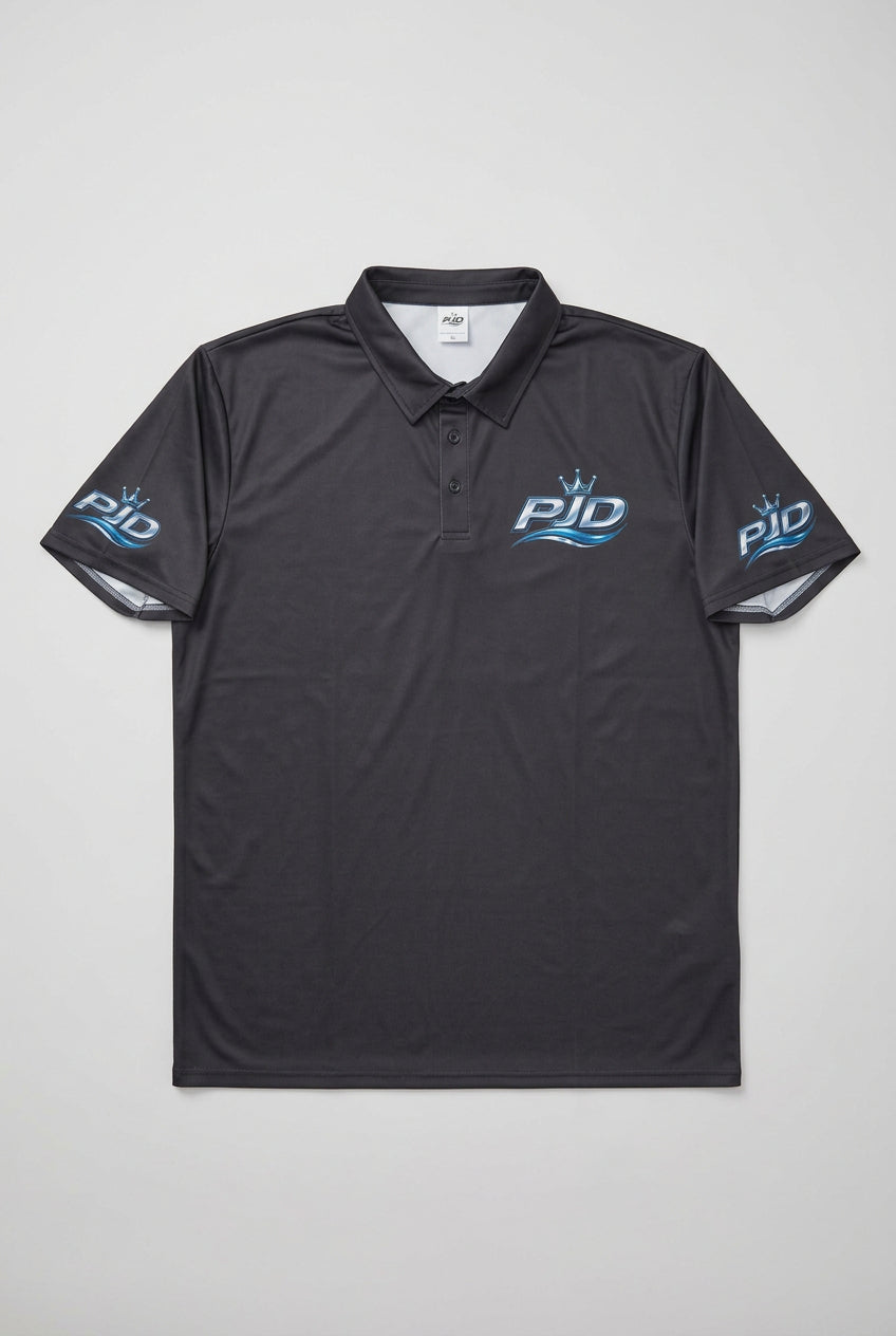 PJD HARD UPF50+ Performance Polo Shirt – Black & White