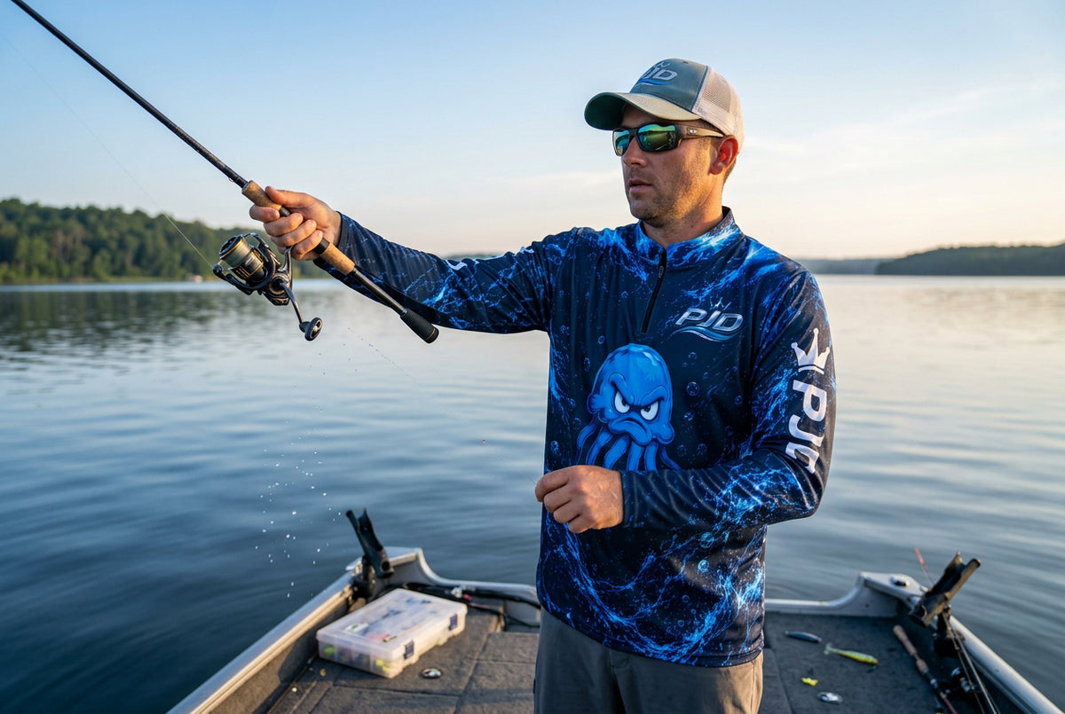 PJD Blue HARD UPF50+ Long Sleeve Fishing Shirt